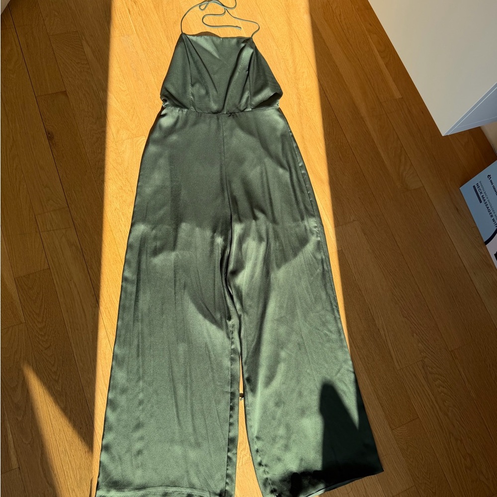 GAP Dark Green Satin Jumpsuit